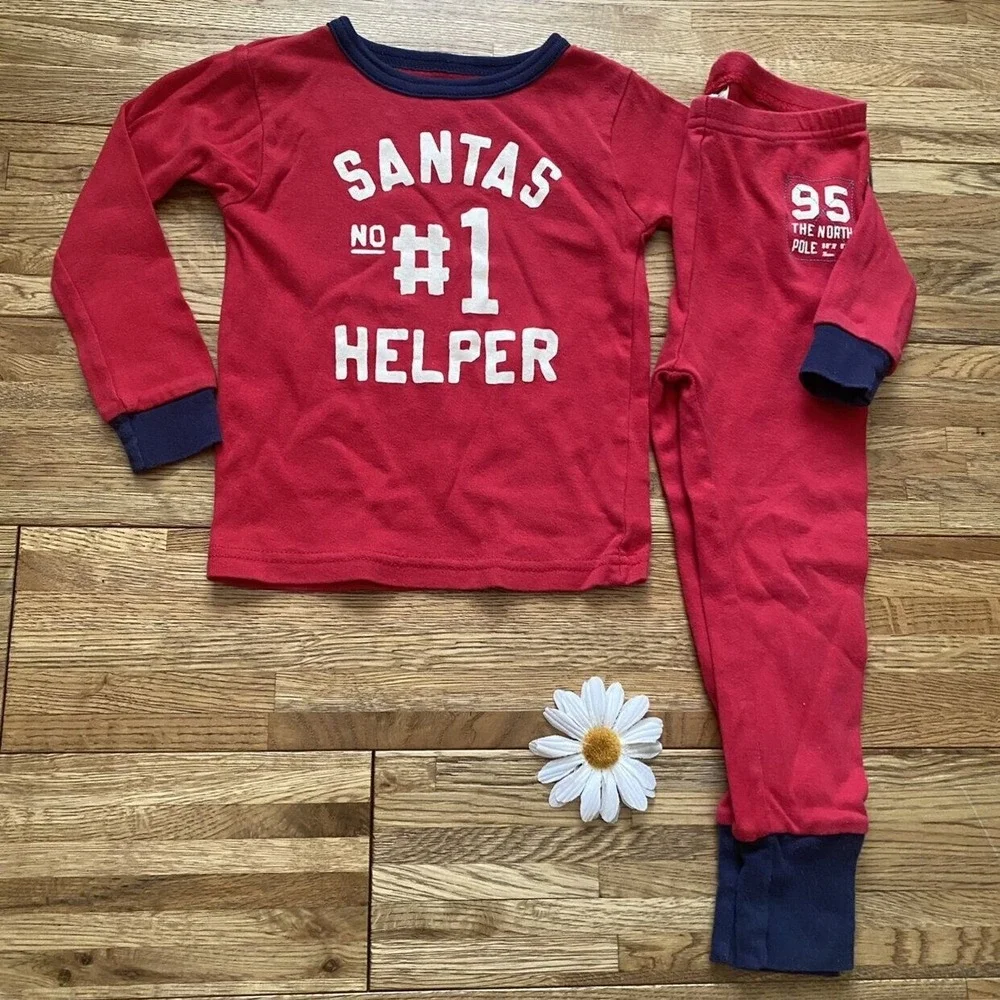 OshKosh Santa's‎ #1 Helper Pajamas Size 24mo